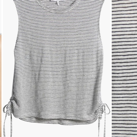 Frame Side Cinch Muscle Tee Navy/White Stripe Size S - Picture 6 of 8